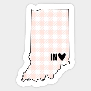 USA States: Indiana (pink plaid) Sticker